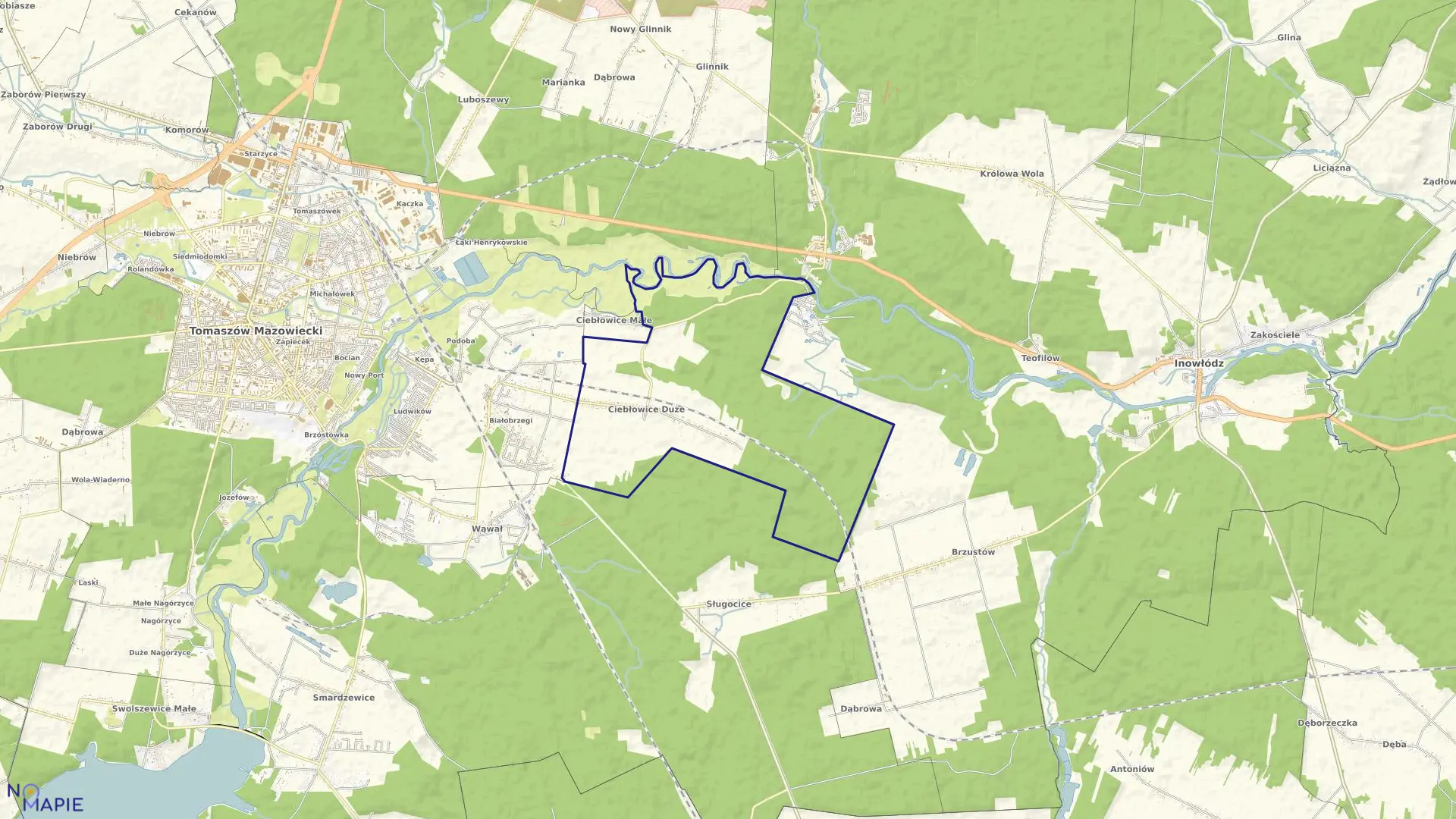 Mapa obrębu CIEBŁOWICE DUŻE w gminie Tomaszów Mazowiecki