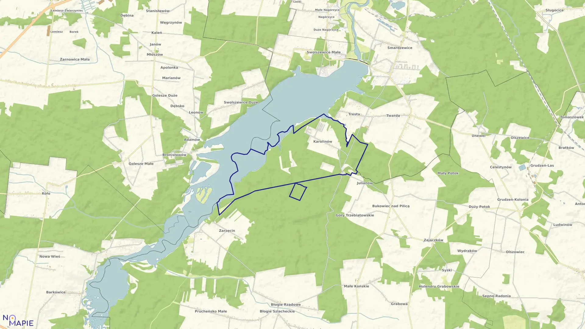 Mapa obrębu KAROLINÓW w gminie Tomaszów Mazowiecki