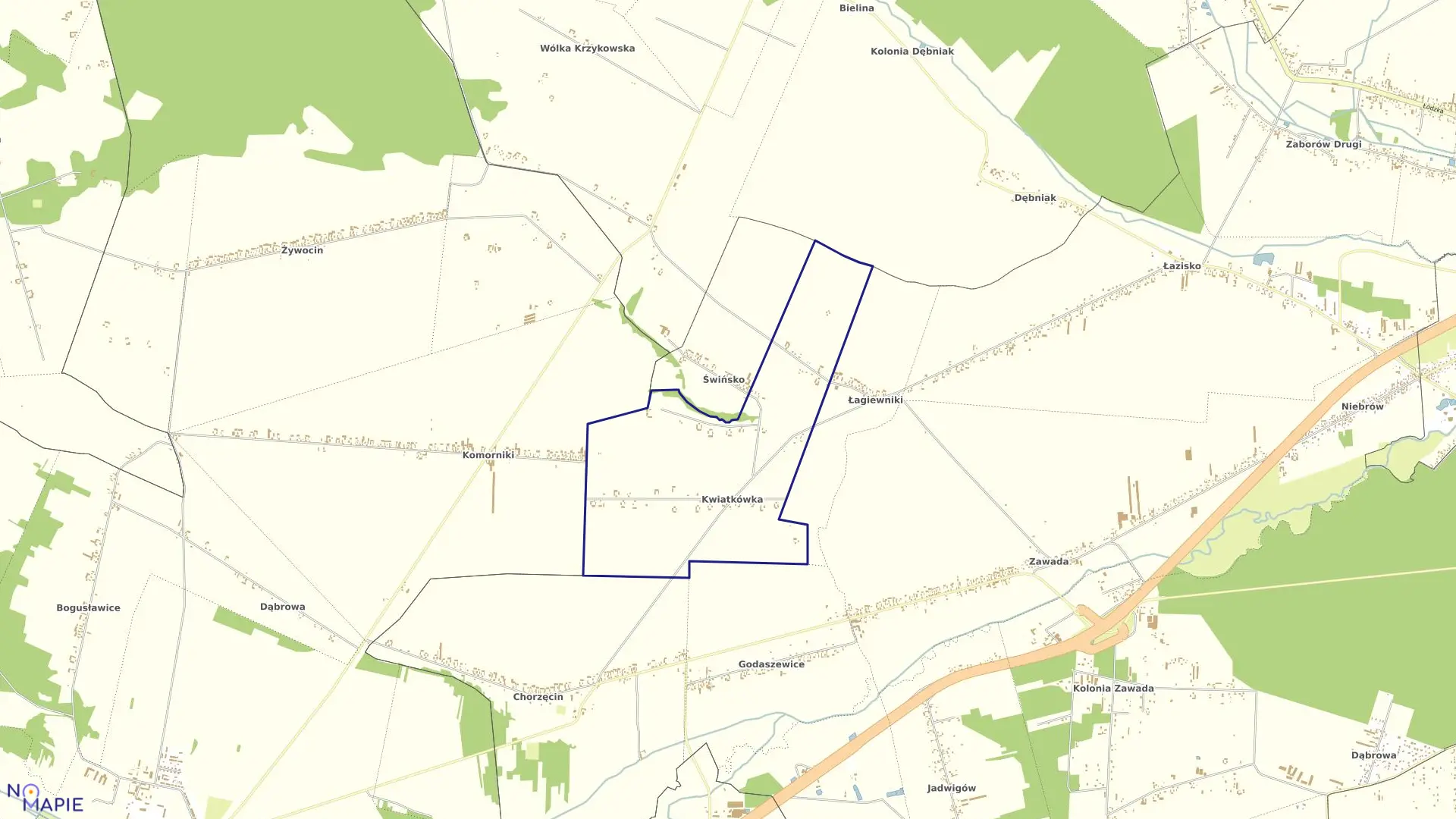 Mapa obrębu KWIATKÓWKA w gminie Tomaszów Mazowiecki