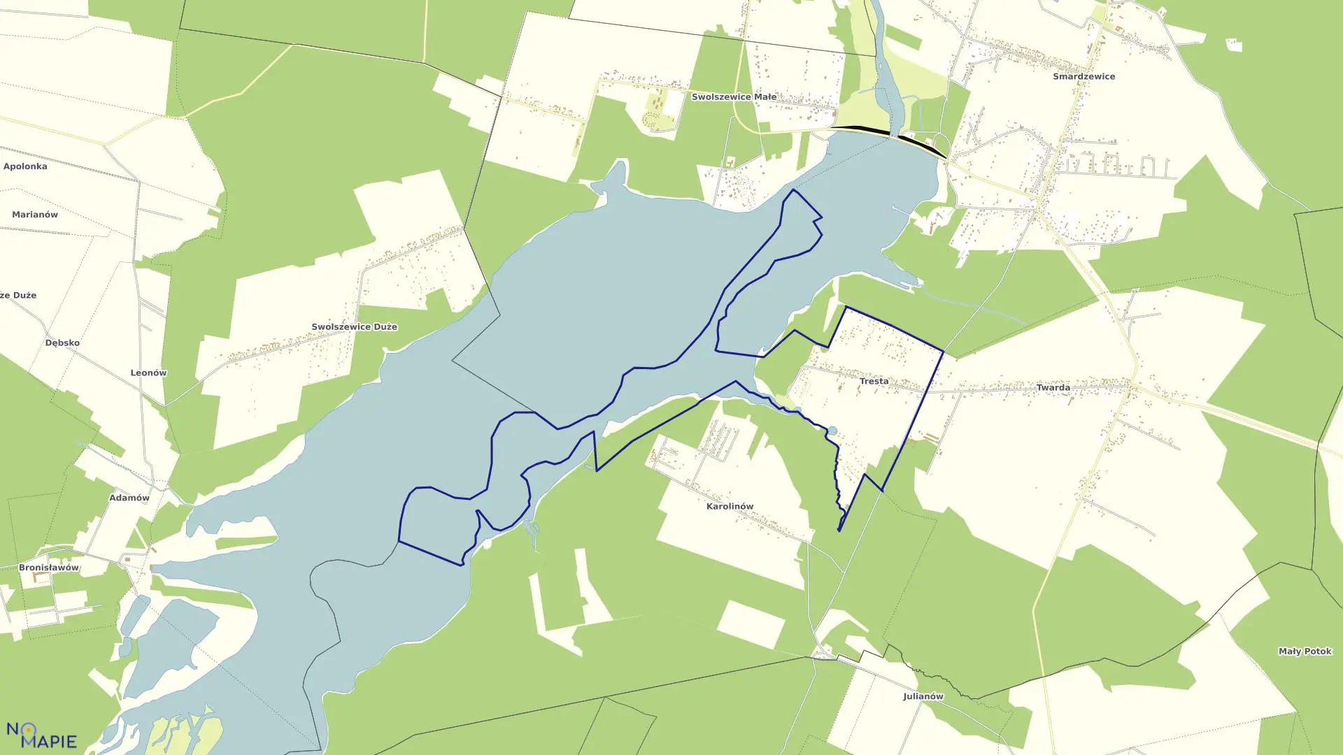 Mapa obrębu TRESTA w gminie Tomaszów Mazowiecki